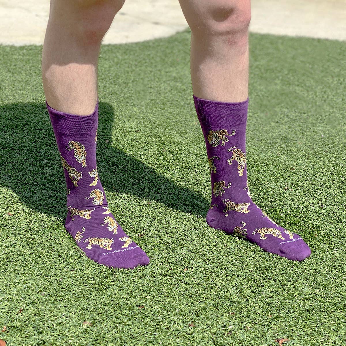 The Royal Standard Men's Go Get Em Tiger Socks Purple/Gold/Taupe One Size