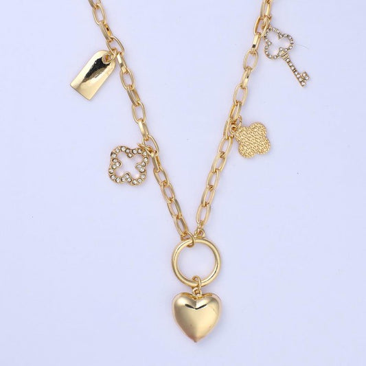 Paper clip chain link charm necklace