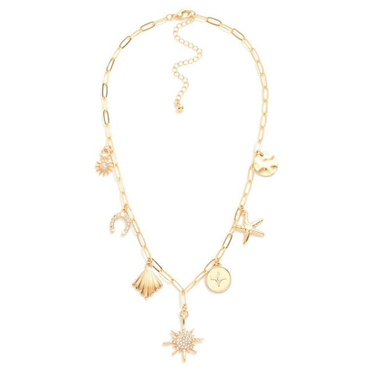 Paperclip chain link charm necklace