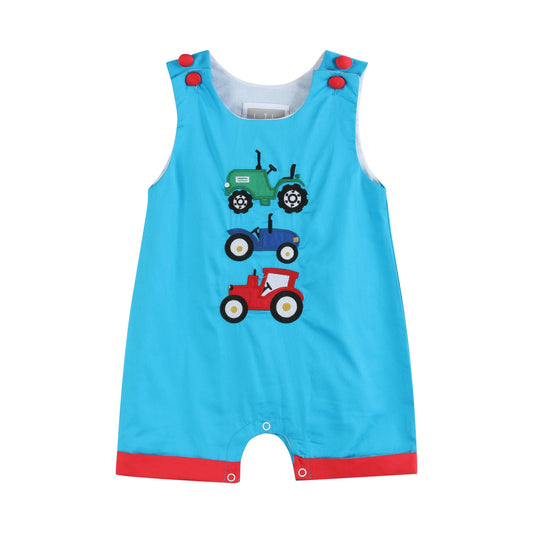 SALE! Blue Tractor Applique Shortalls