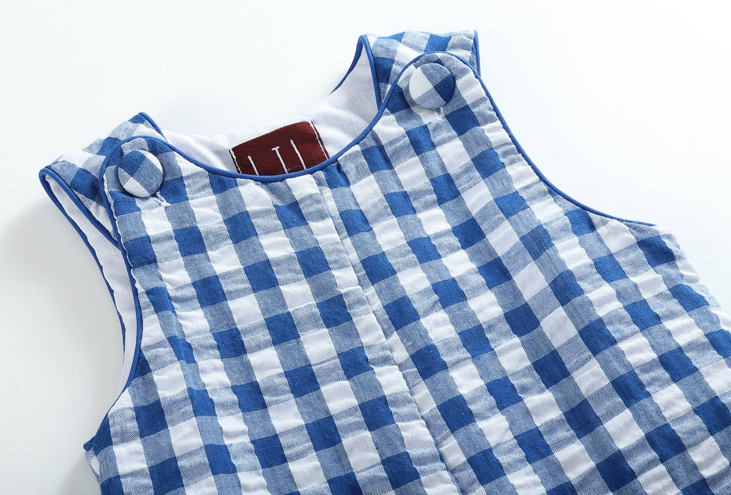 Royal Blue Gingham Romper and Sunhat: 12-18M