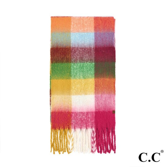 Multi Color Checkered Pattern Woven Scarf