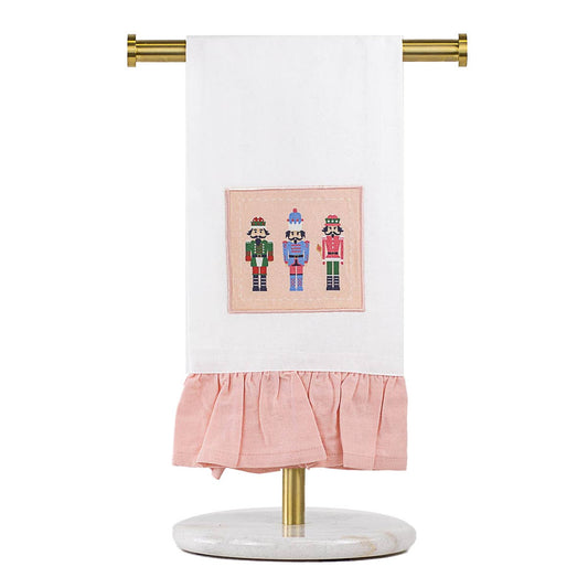 Nutcracker March Ruffle Hand Towel White/Light Pink/Multi 20x28