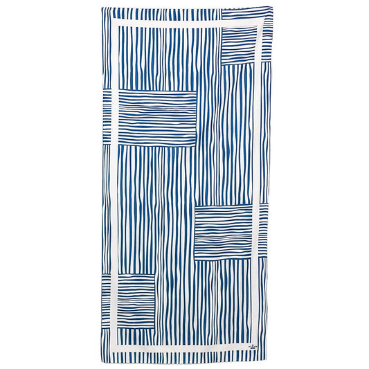 Fiji Stripe Beach Towel   Royal/White   34x70