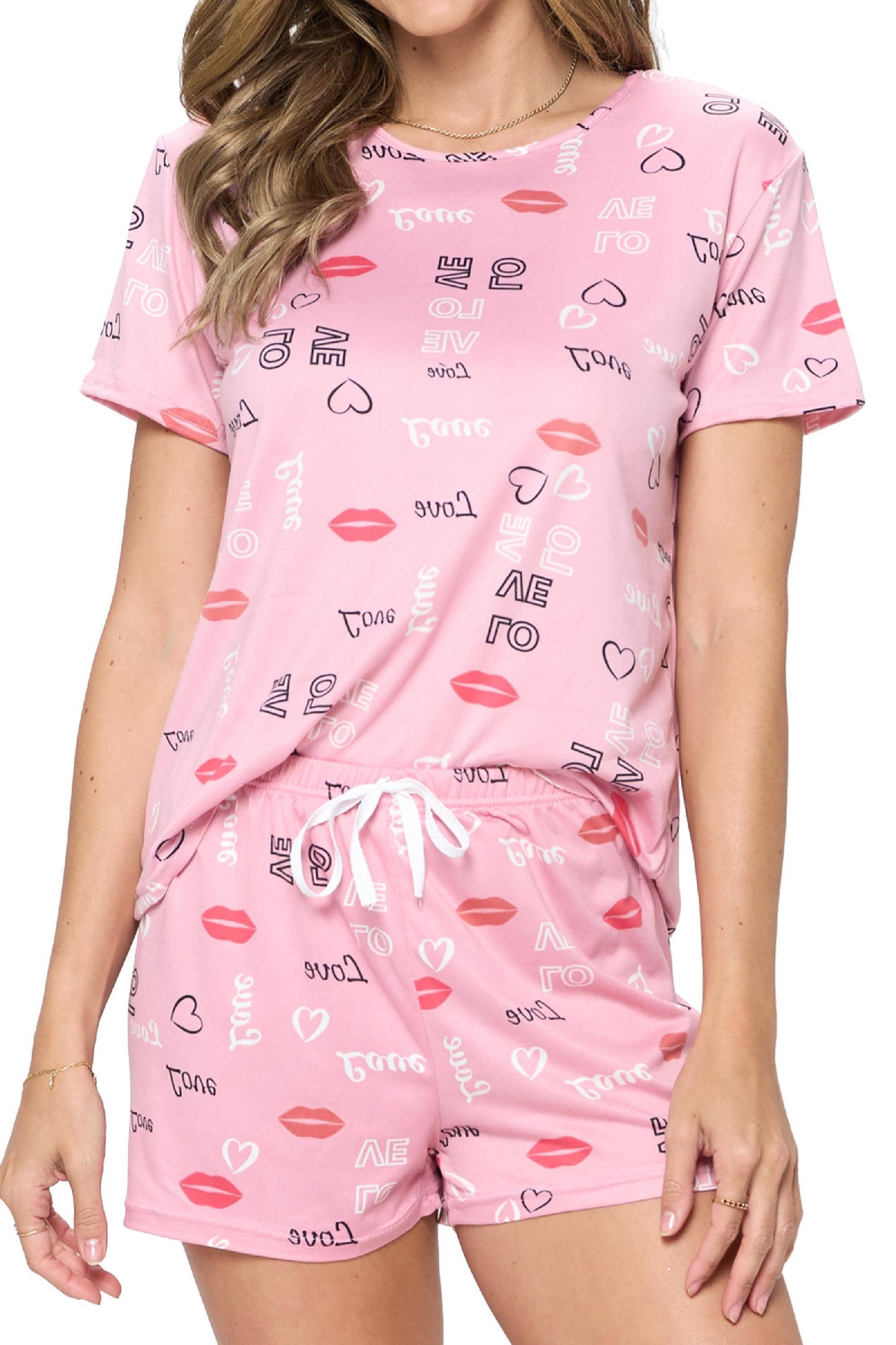 Women's Print Crew Neck Loungewear Set