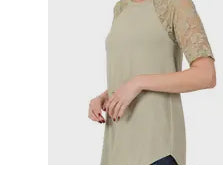 Lace detail short sleeve round neck and hem top