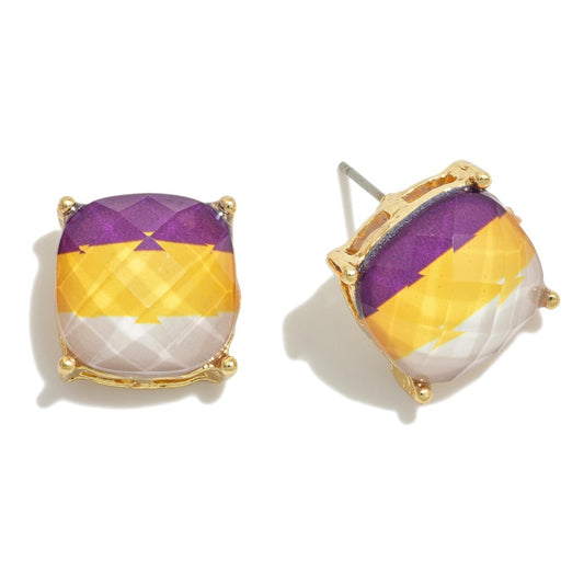 Game Day Stud Earrings-purple and gold