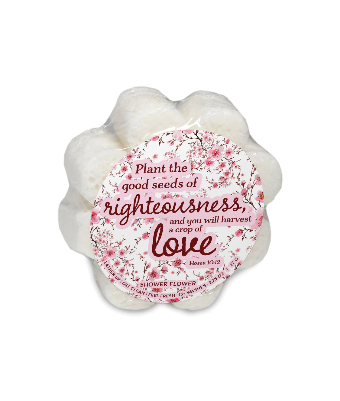 Caren Plant the Good Seeds Shower Sponge White