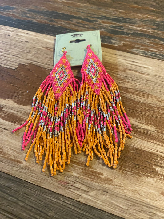 Pink Beaded Earrings