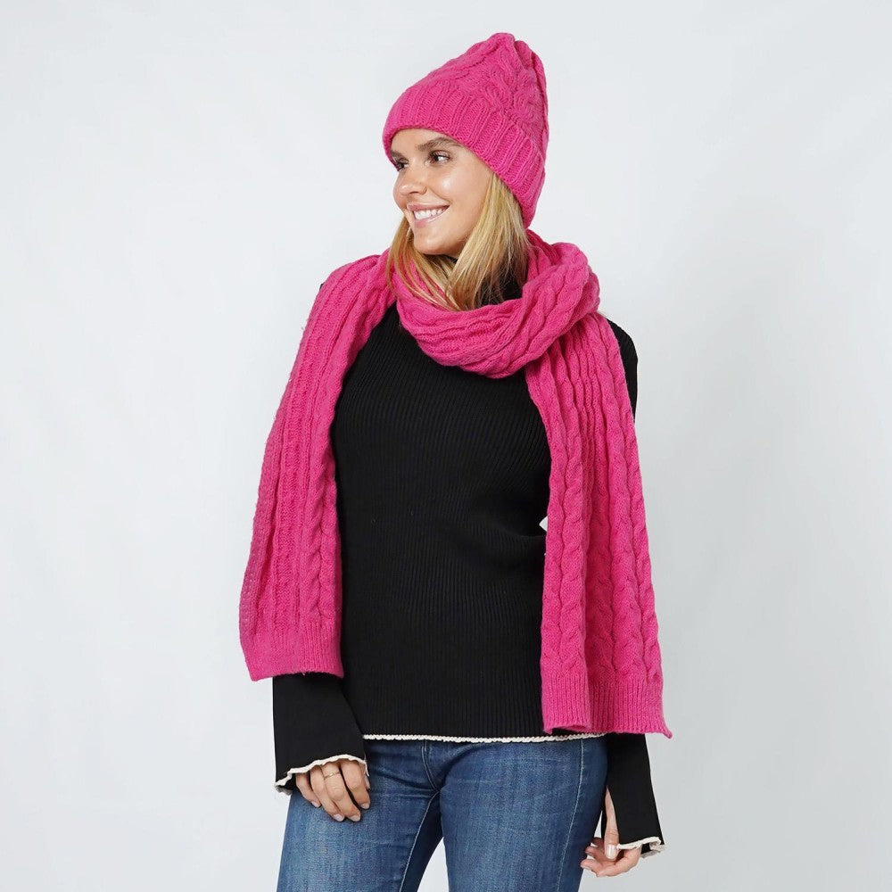 Braided Knit Scarf & Beanie set