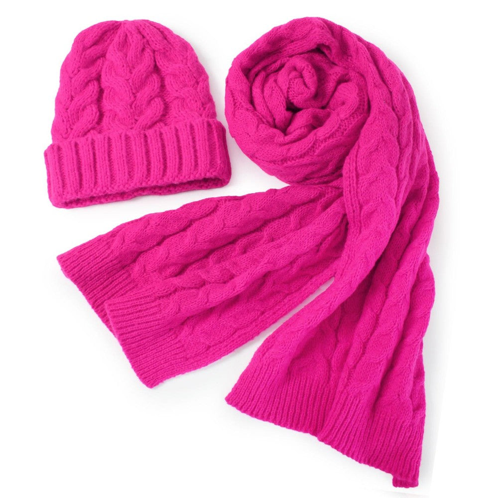Braided Knit Scarf & Beanie set