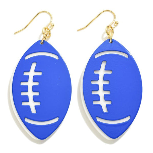 Blue Layered Metal Football Drop Earring
- Approximately 2.5" L
