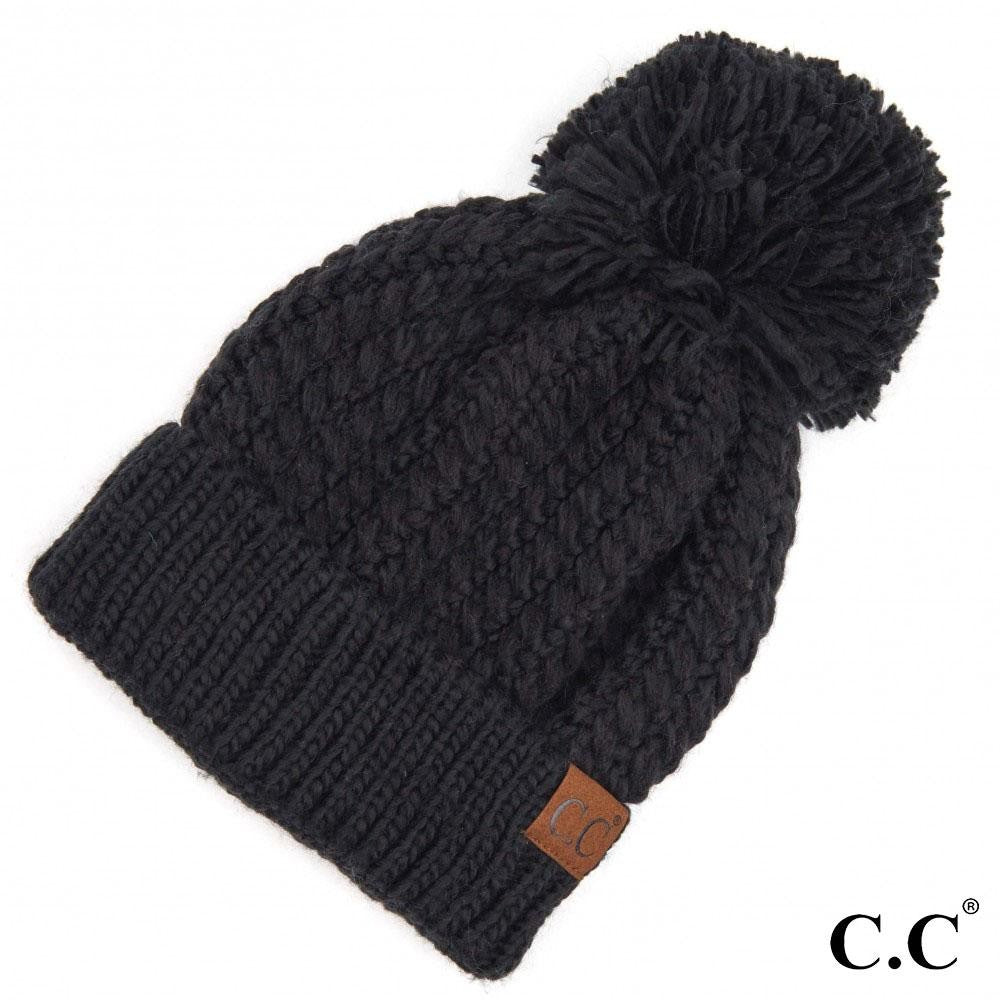 CC Brand Twisted Mock Cable Knit Pom Beanie.
723107