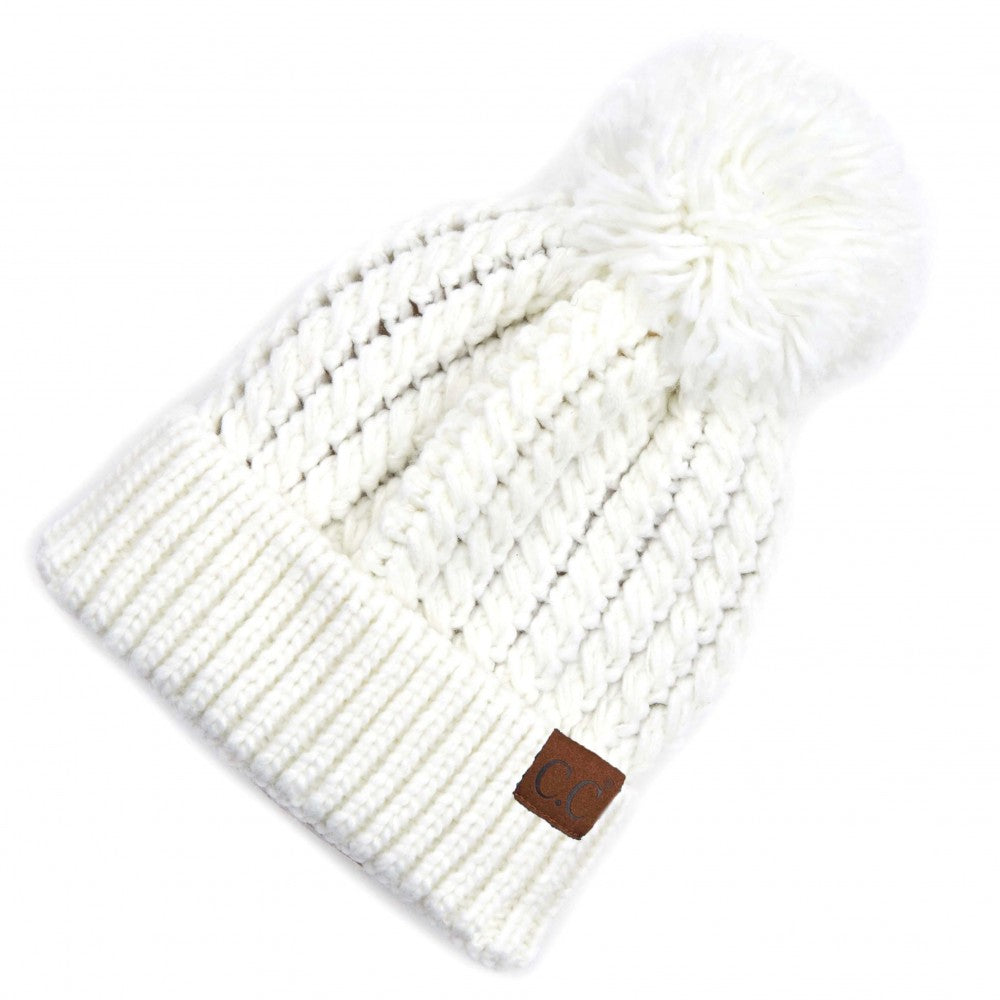 CC Brand Twisted Mock Cable Knit Pom Beanie.
723107