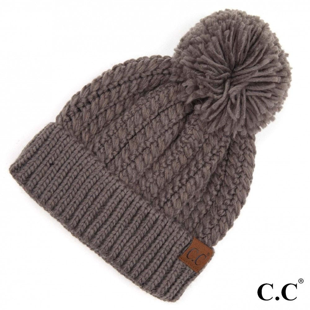 CC Brand Twisted Mock Cable Knit Pom Beanie.
723107