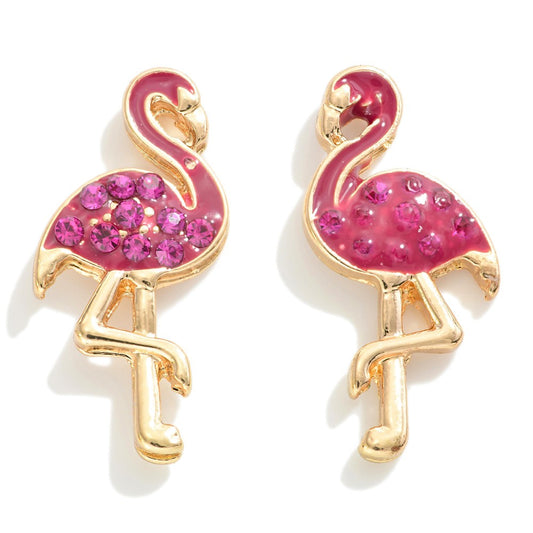 DESCRIPTION:

Rhinestone Studded Flamingo Stud Earrings