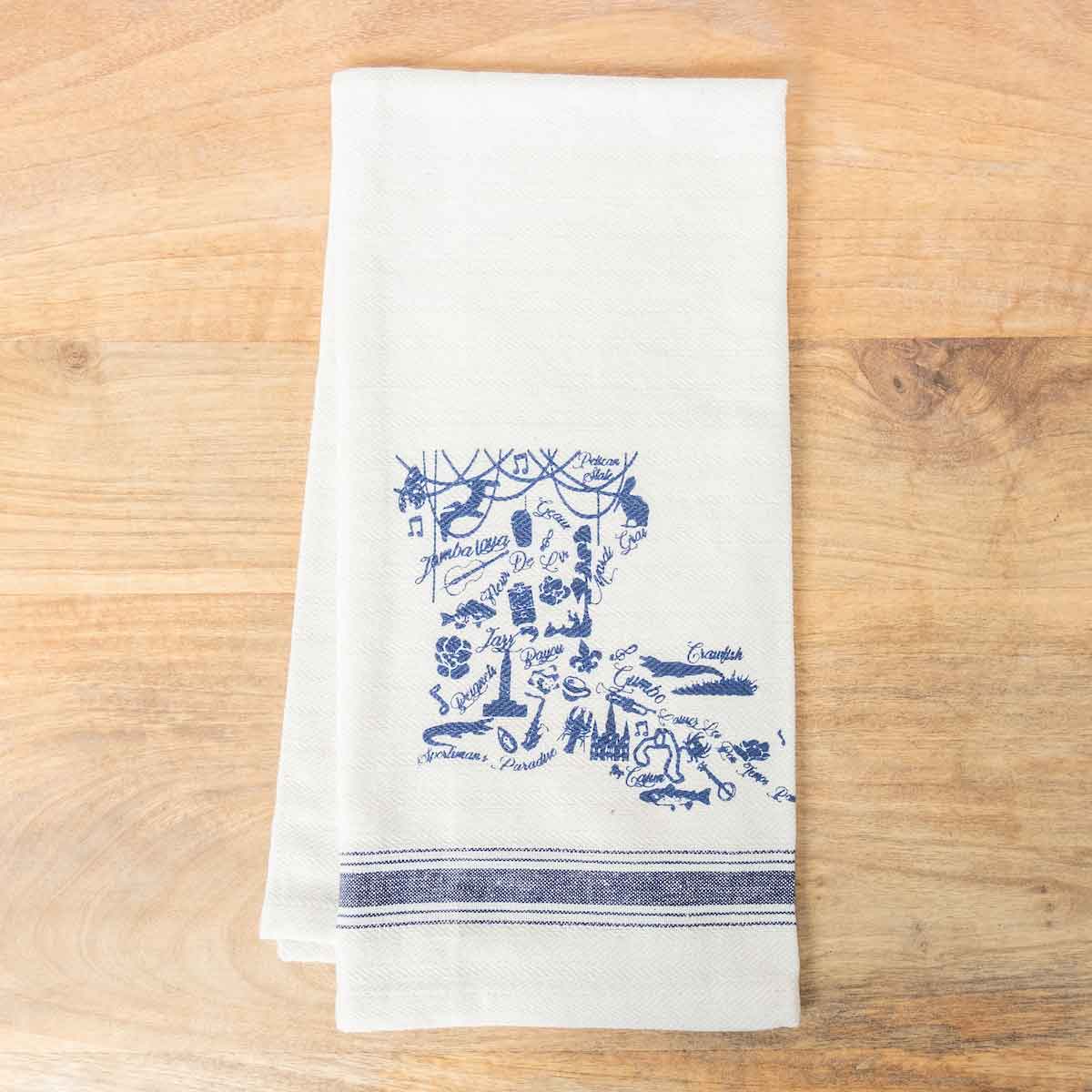 Louisiana Hand Towel Cream/Navy 20x28