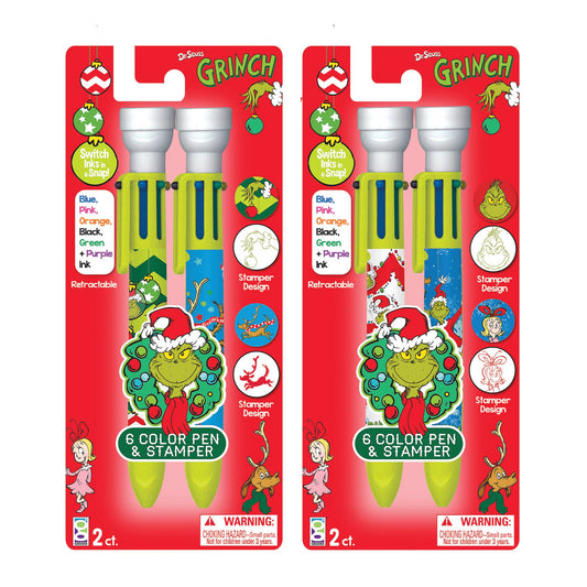 DR. SEUSS™ THE GRINCH 6-COLOR PEN W/STAMPER 2CT