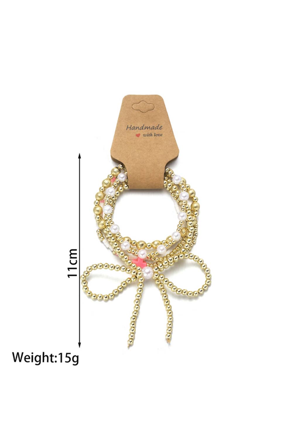 Bow Knot Pearl Decor Beaded Plated Bracelet Set: As shown / Missy / Standard
