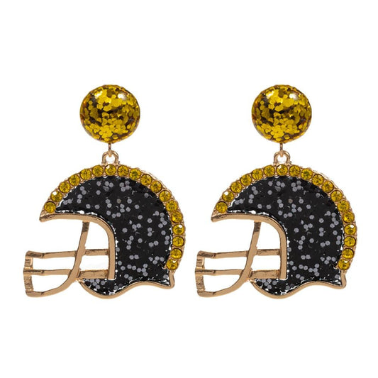Rhinestone and Glitter helmet earrings