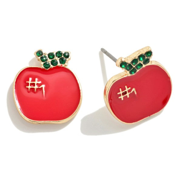 Enamel Apple Stud Earrings