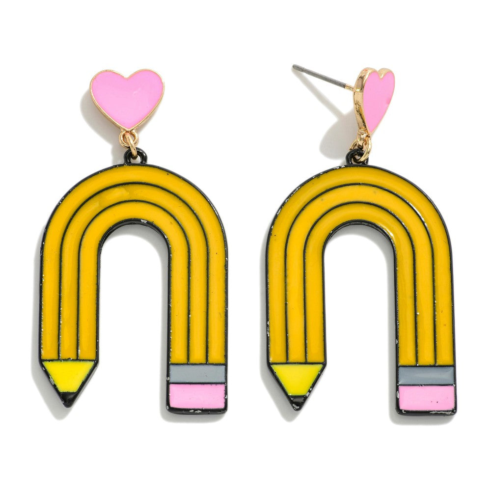 Pencil and Heart Earrings