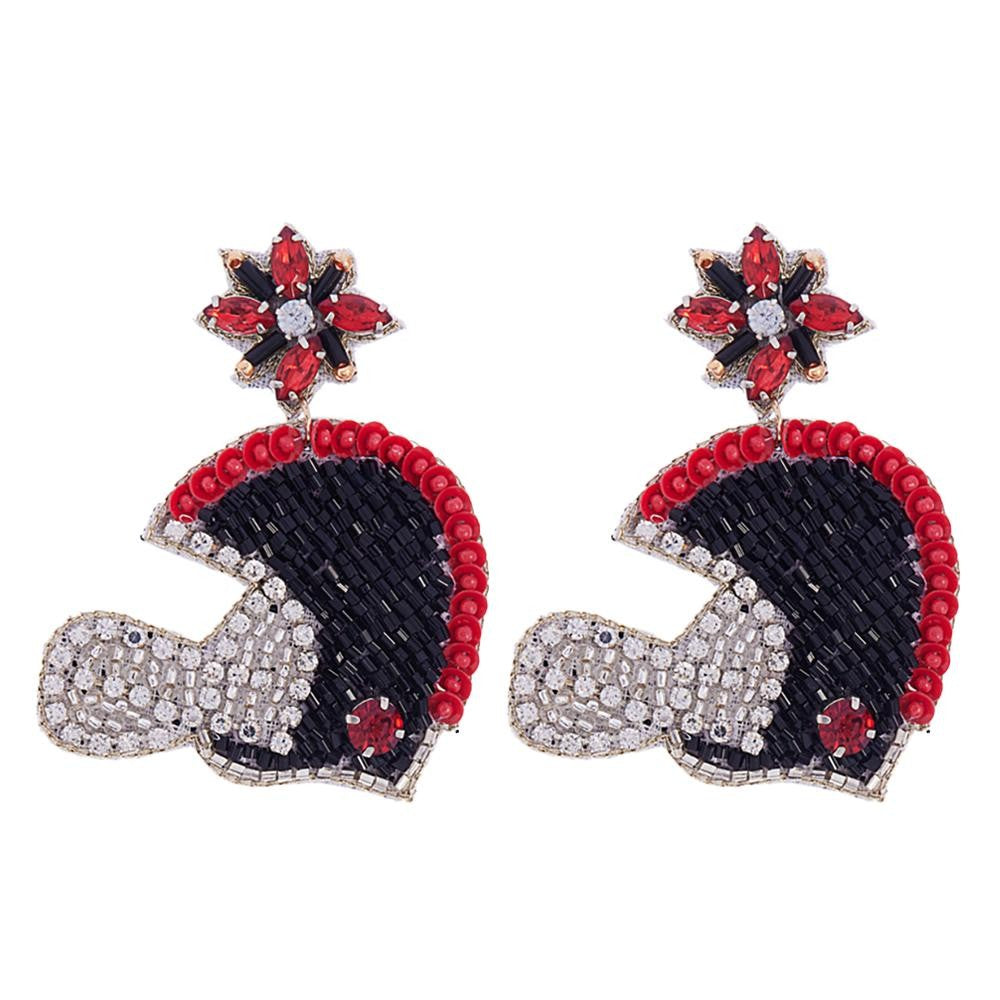 Game Day Seed Bead Helmet Earrings