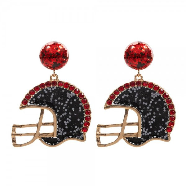 Rhinestone and Glitter helmet earrings