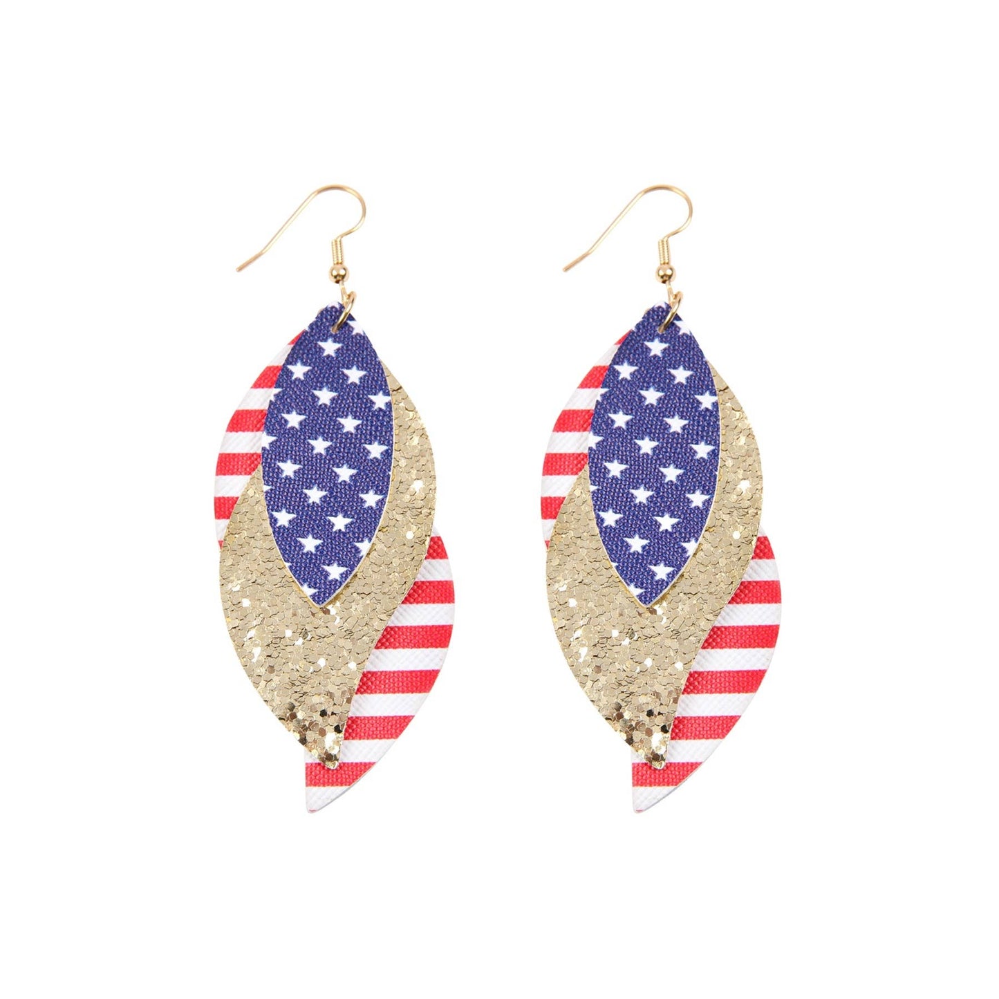 USA LEAF LAYERED DROP EARRINGS