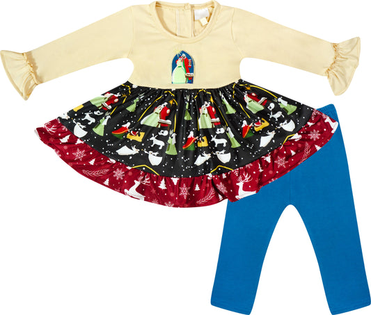 Girls Christmas Nativity Jesus Angels Ruffle Top & Pants Set