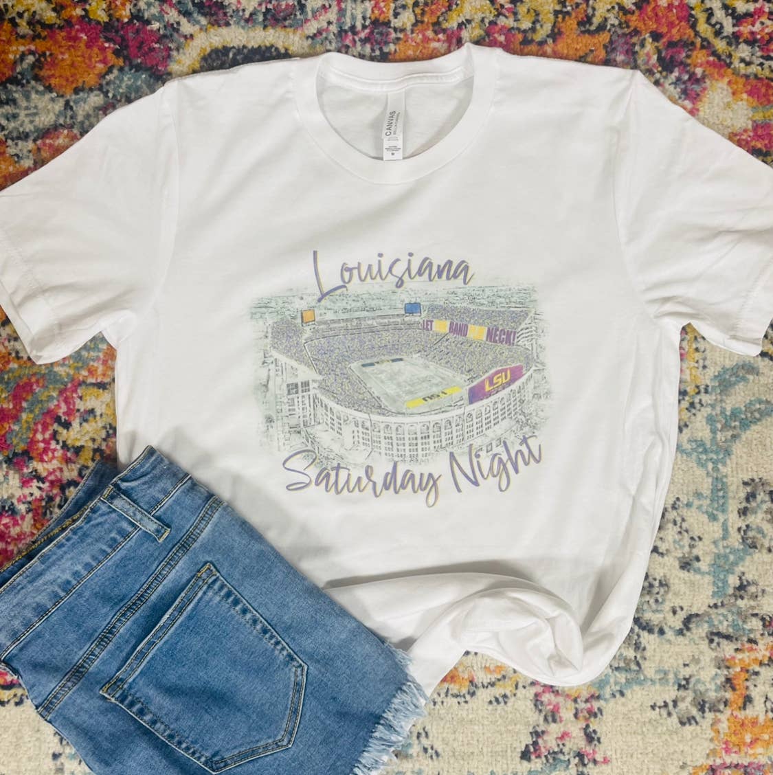 Louisiana Saturday Night T-Shirt - LSU – Em & Lizzie's