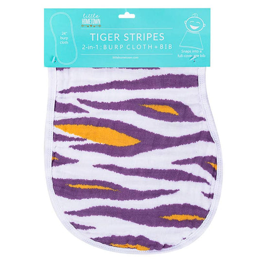Little Hometown - Tiger Stripes 2-in-1 Burp Cloth and Bib (Unisex)