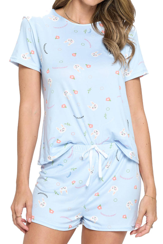 Women's Print Crew Neck Loungewear Set