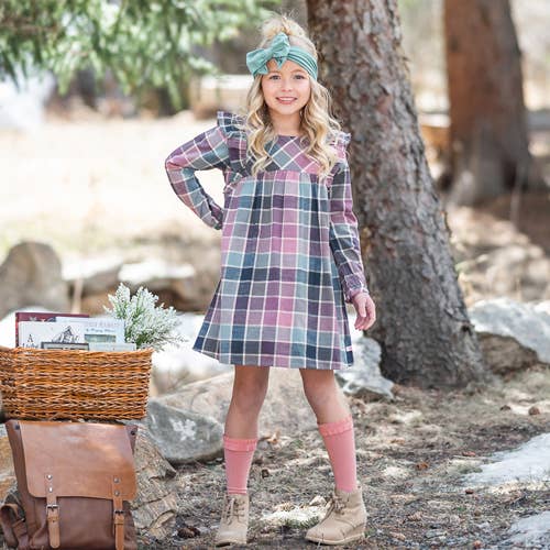 Remy Plaid Flutter Button Back Dress