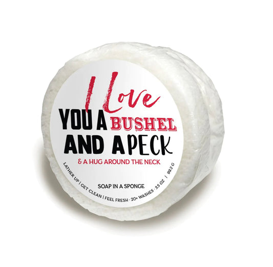 I LOVE YOU A BUSHEL & A PECK Shower Sponge White | Seaside