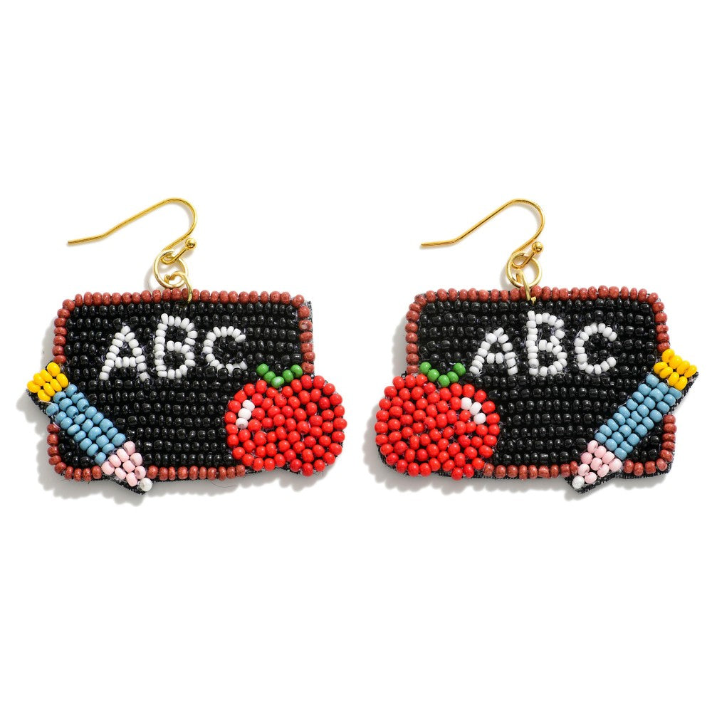 Seed Bead Teacher Chalkboard earrings