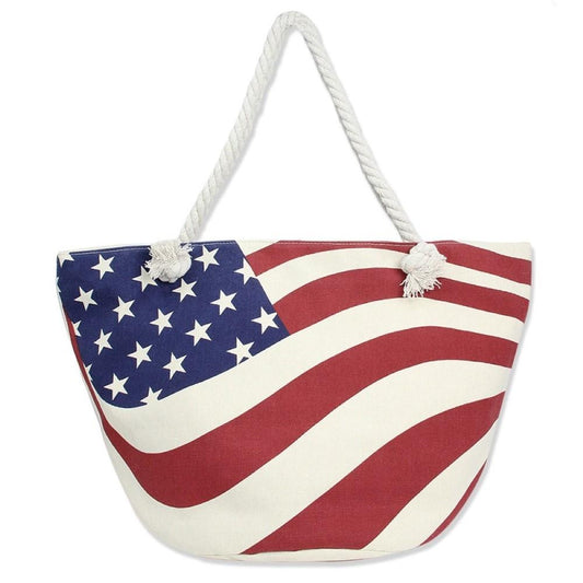American flag canvas tote