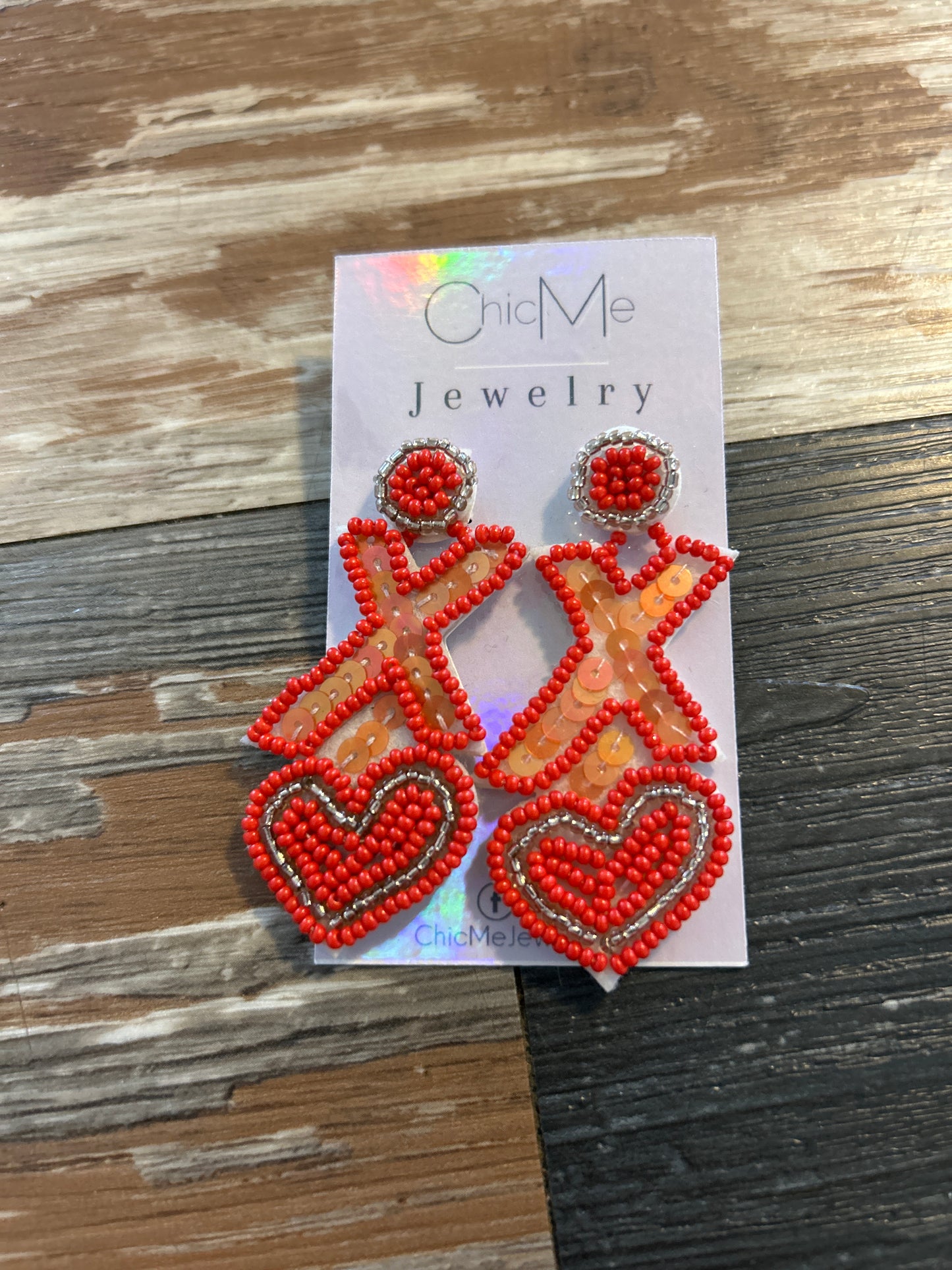 Beaded valentine earrings