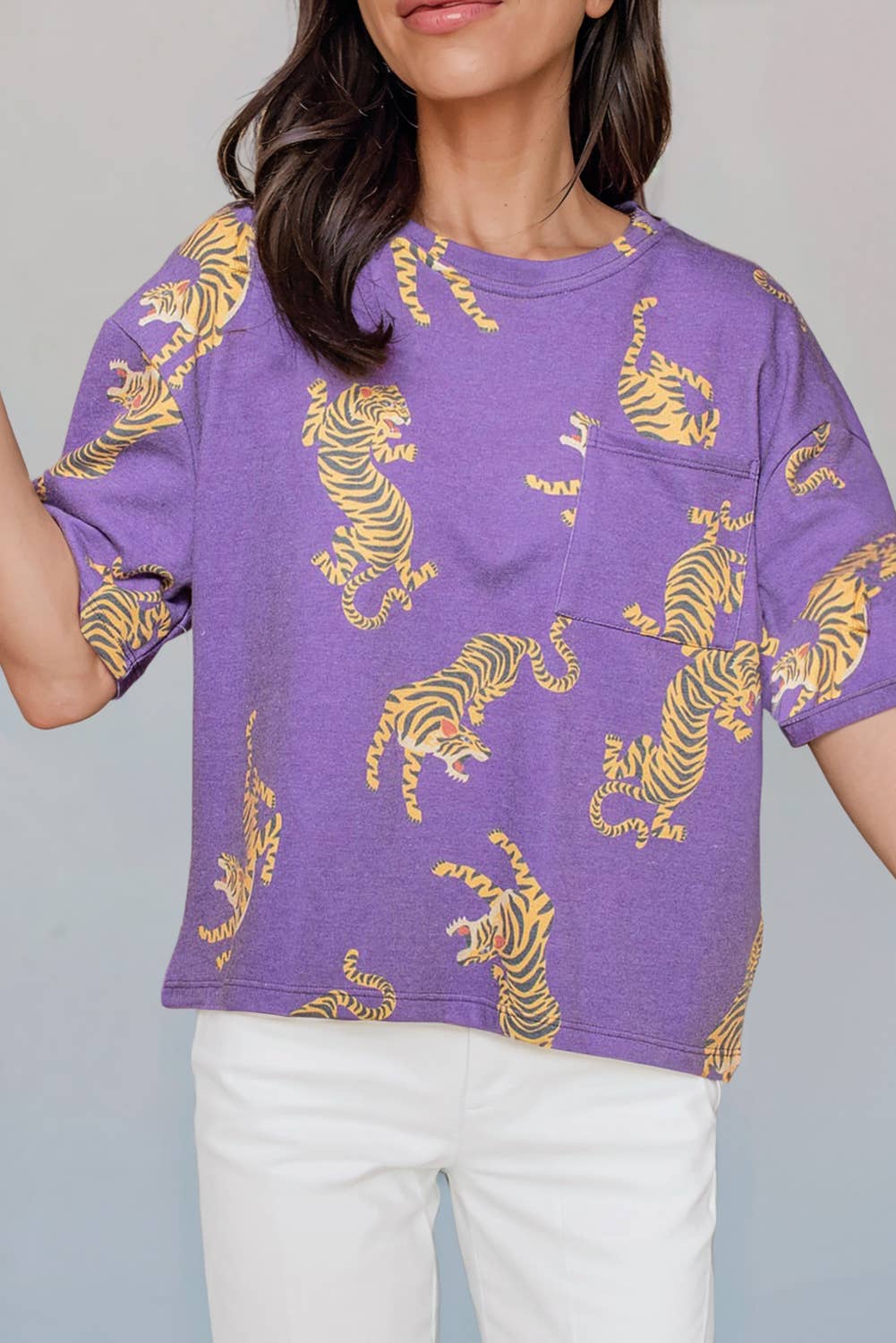 Tiger Printed Short Sleeve T Shirt