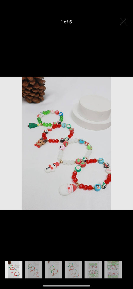 Christmas charm beaded stretch bracelet