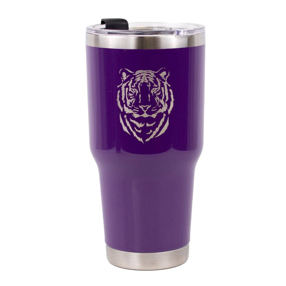 Tiger Etched Tumbler   Purple   30oz