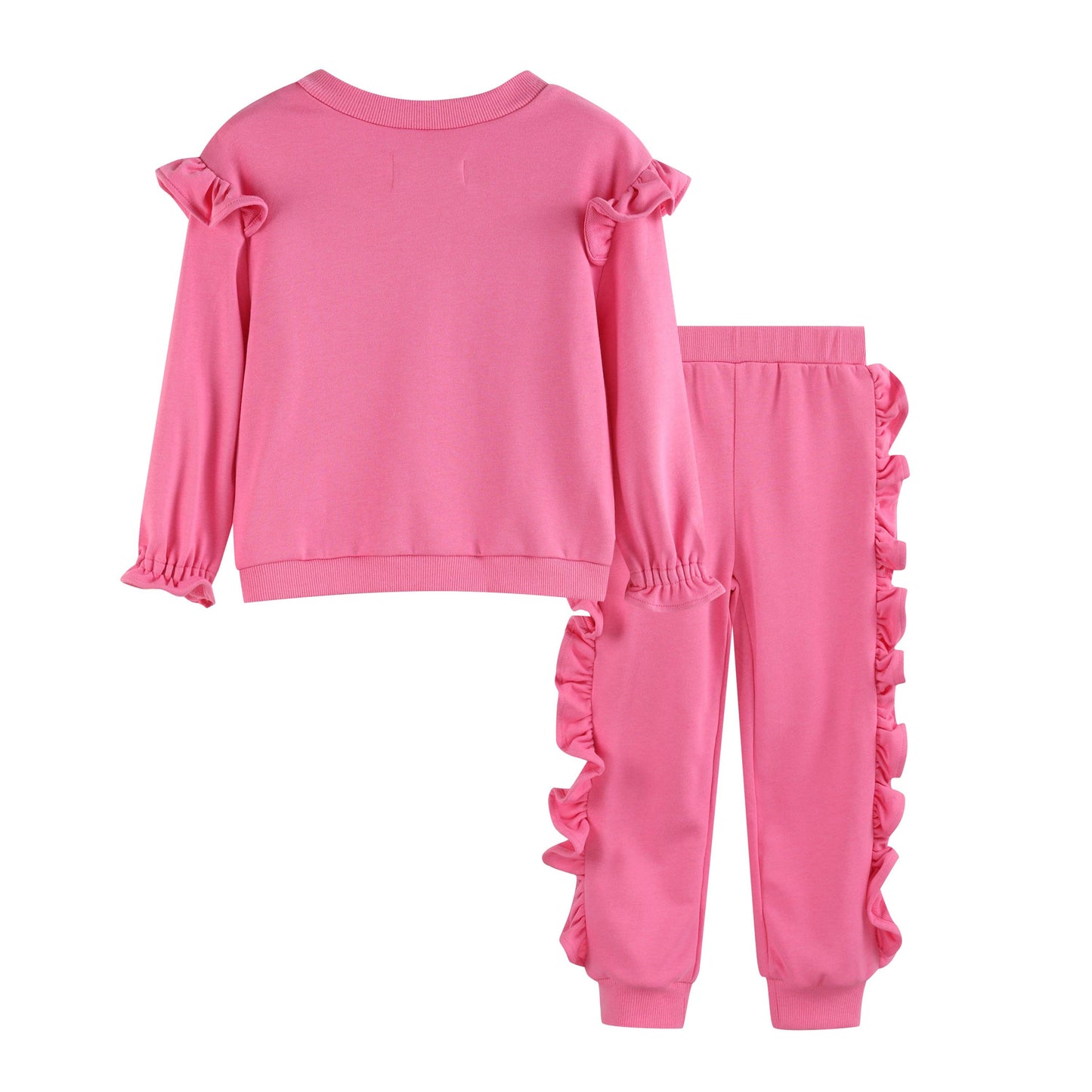 Ruffles - Pink Ruffle Sweatshirt with Jogger Pant Set: 7-8Y