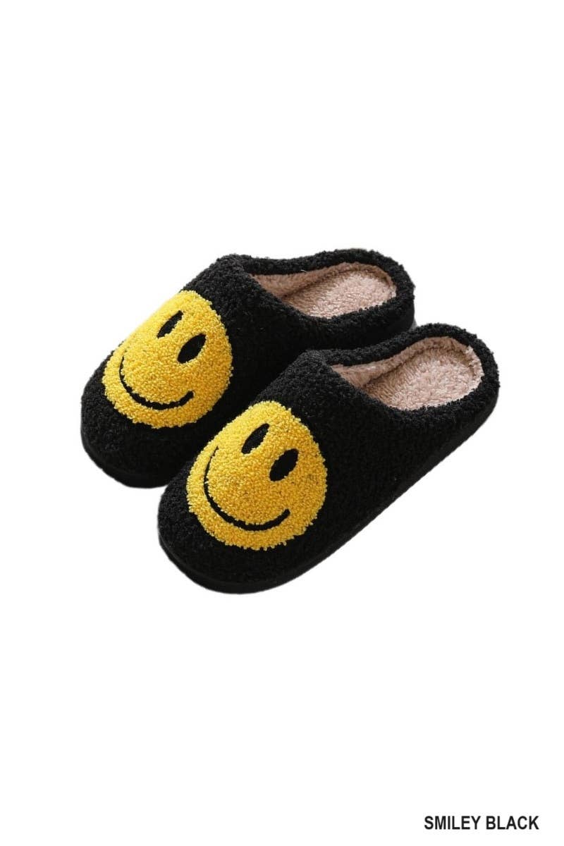 Smiley Soft Plush Slippers L/XL