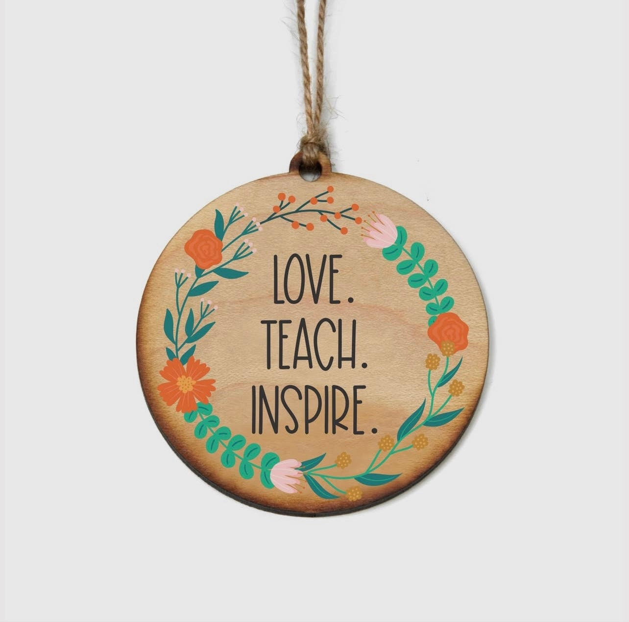 Love teach inspire teacher Christmas ornament