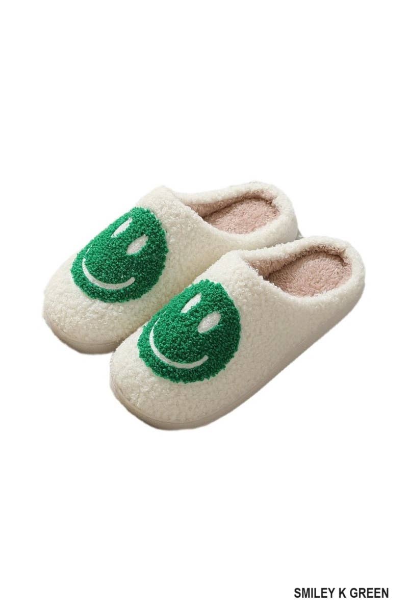 Smiley Soft Plush Slippers L/XL