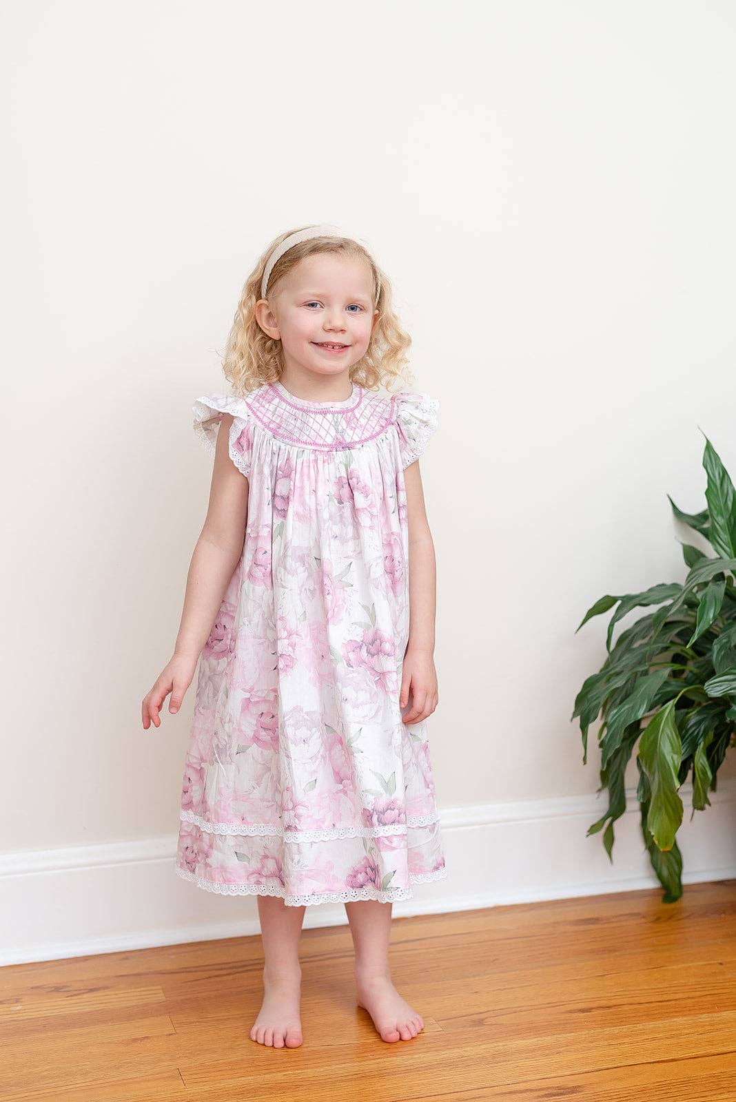 Rose Floral Print Bishop Dress