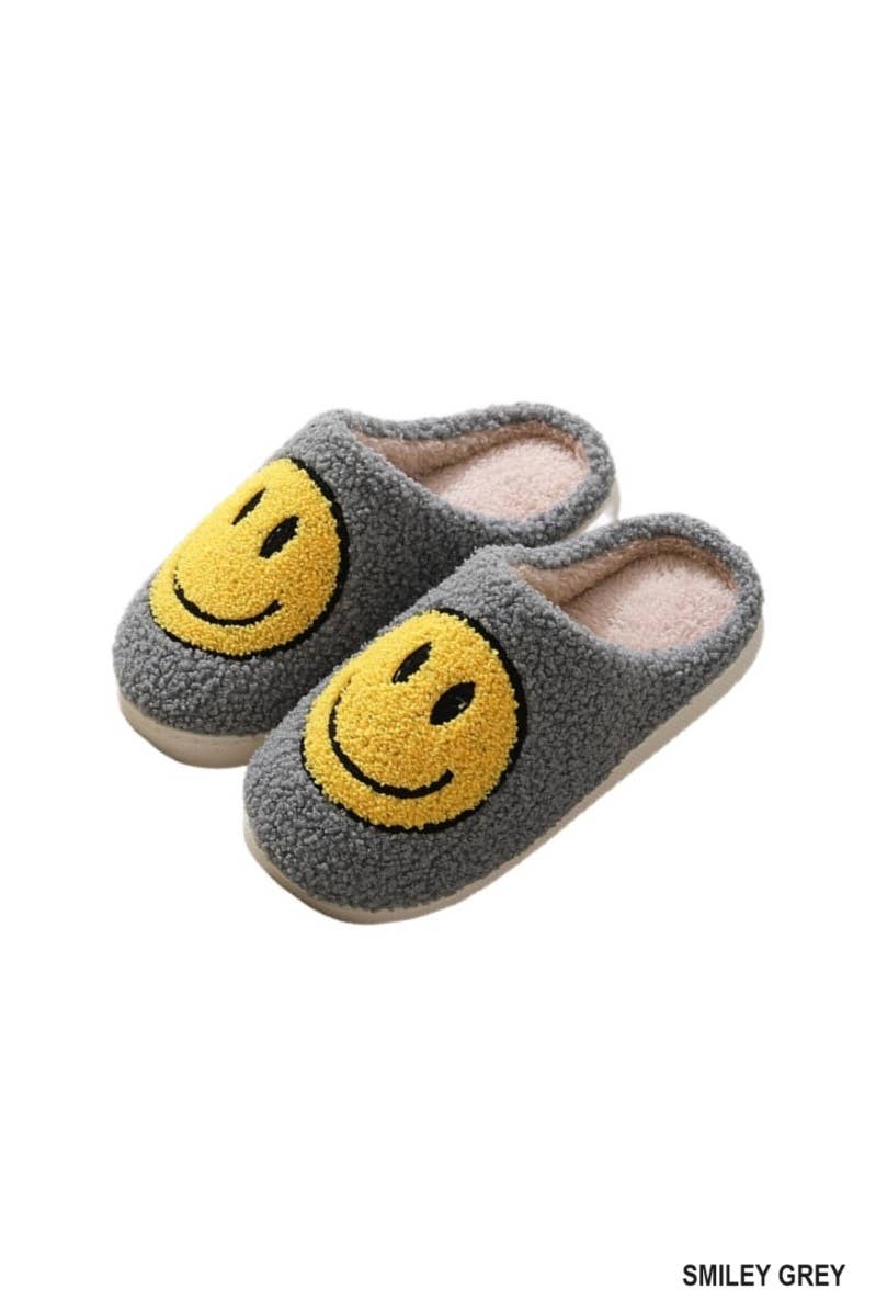 Smiley Soft Plush Slippers L/XL