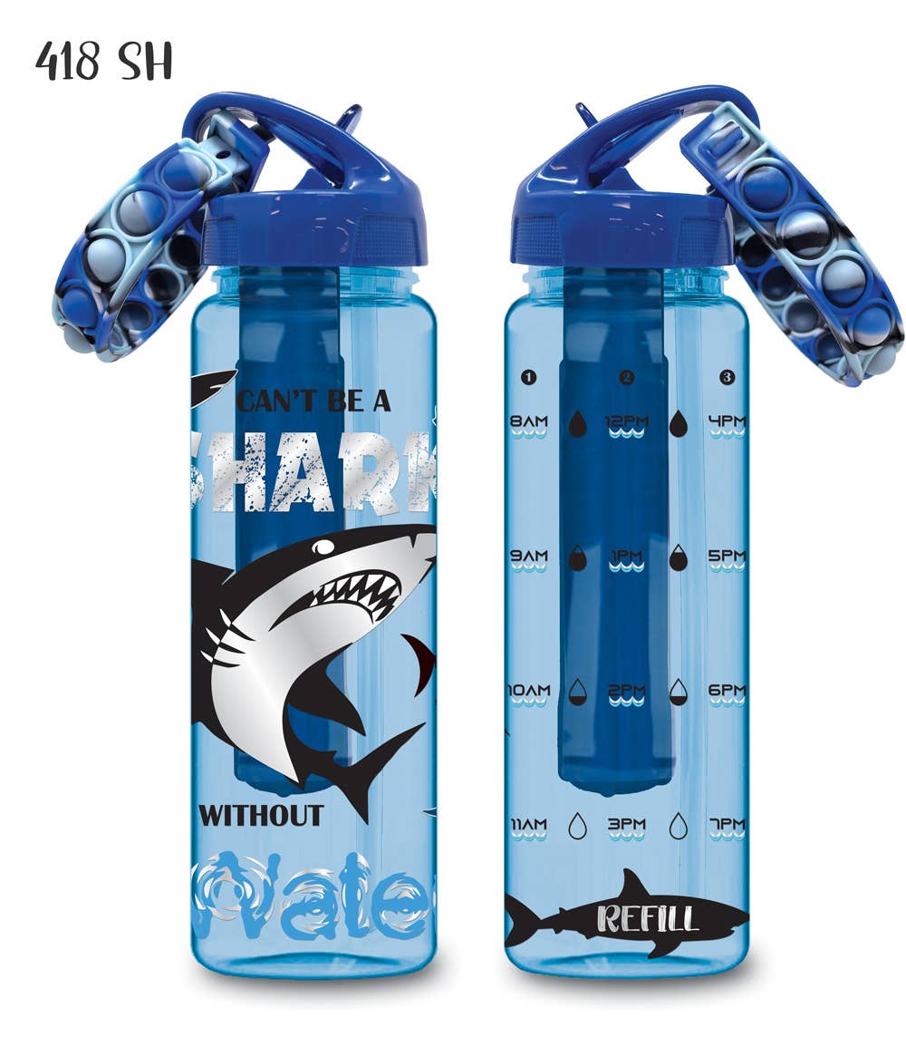 Time Marker Water Bottle w/ Freezer Tube, Shark