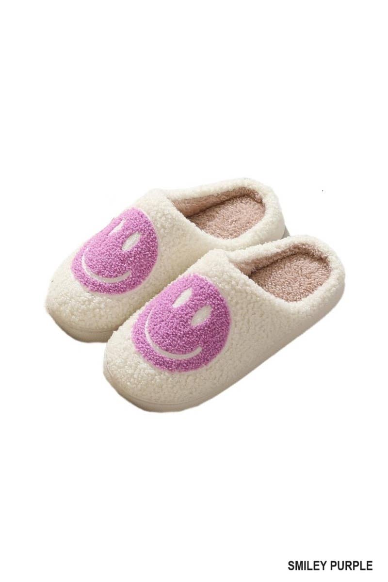 Smiley Soft Plush Slippers L/XL