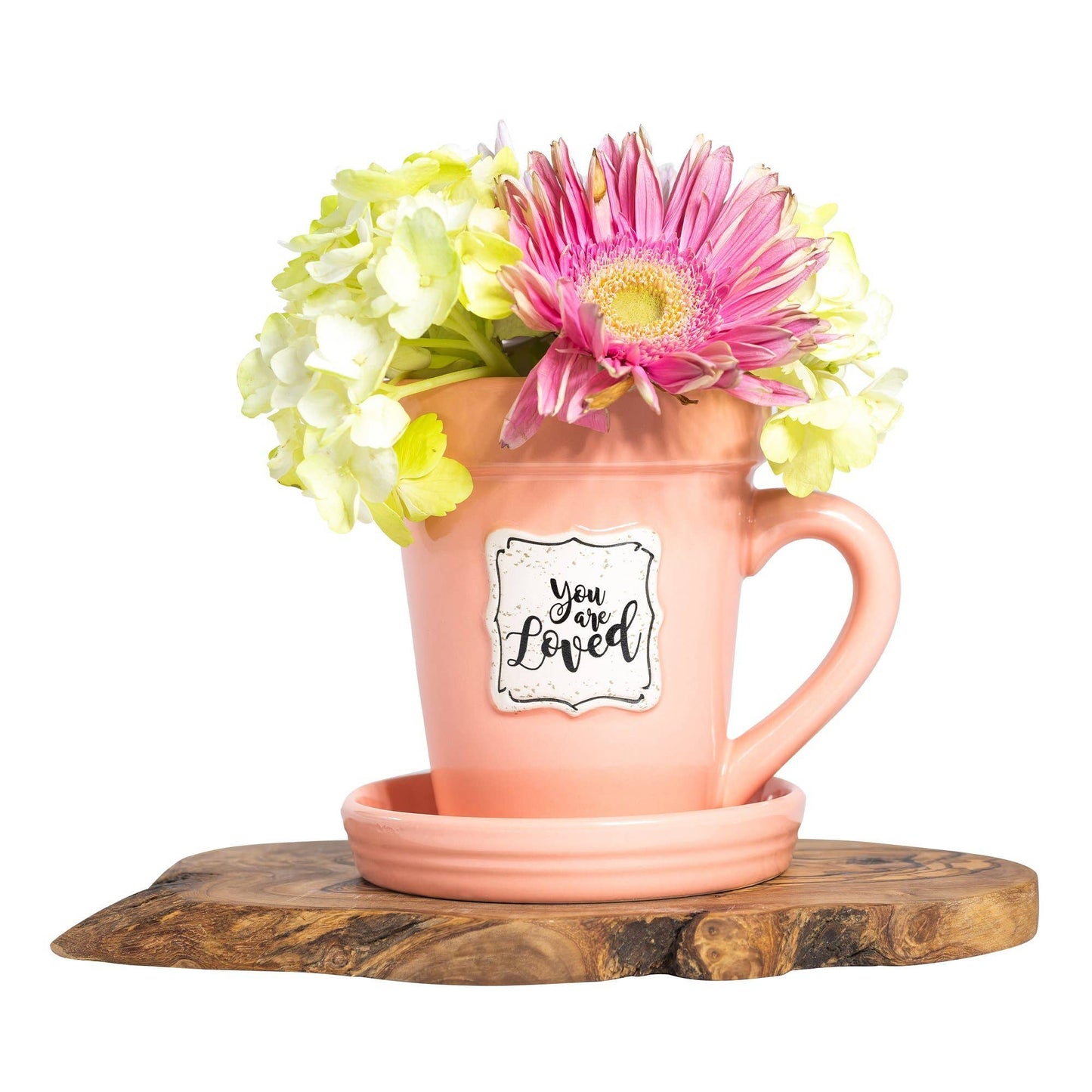 Peach Flower Pot Mug w/Scripture - You’re Loved